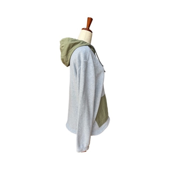 Summer Sessions Gray/Olive Oversized Long Sleeve Fleece Hoodie Size Small - Picture 4 of 6